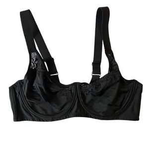 Lace Trim Bra‎ Full Coverage Adjustable Straps Black 105E US 46D Feminine